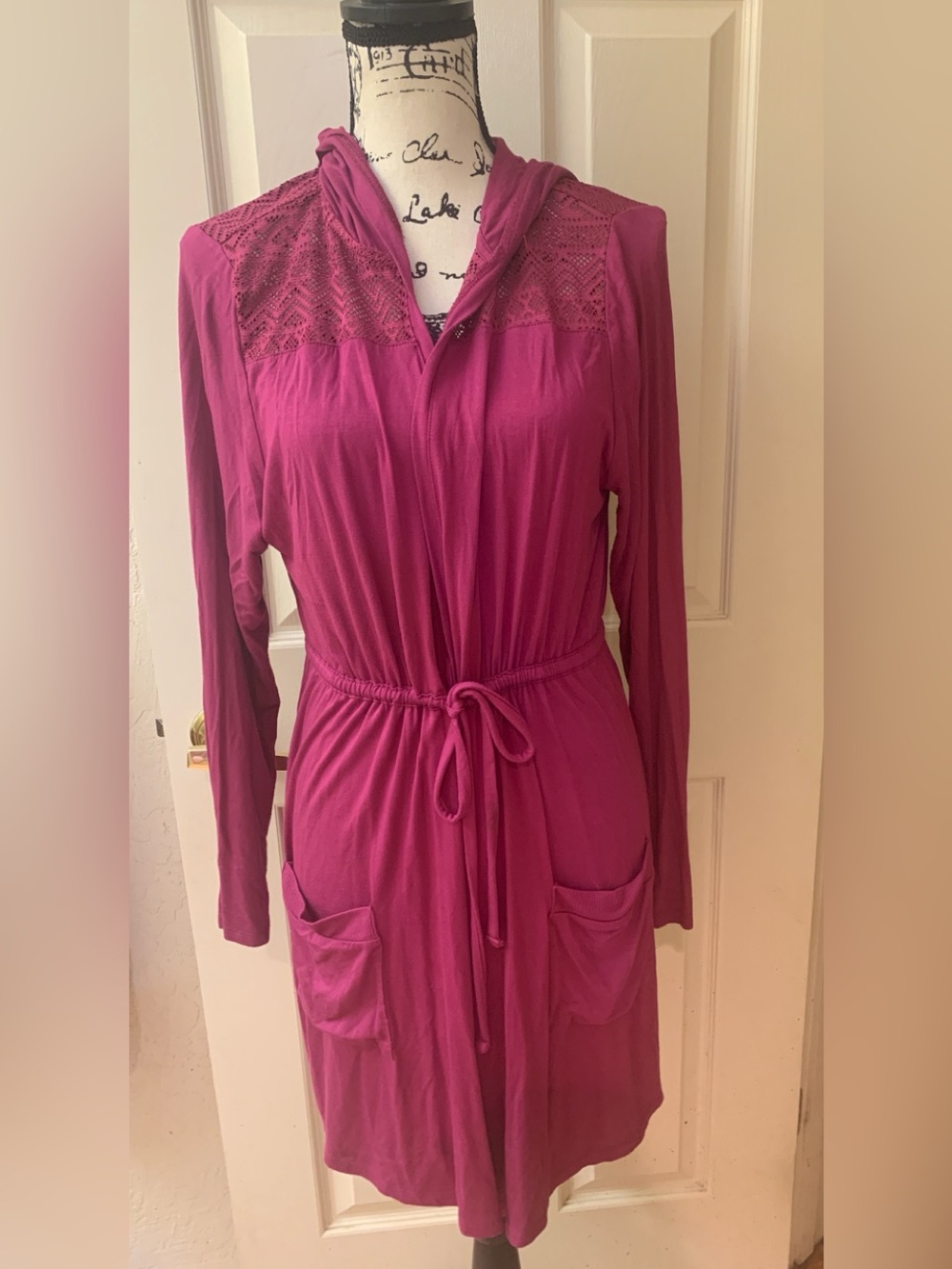 Torrid Fuchsia Lace Yoke Anorak Knit Robe